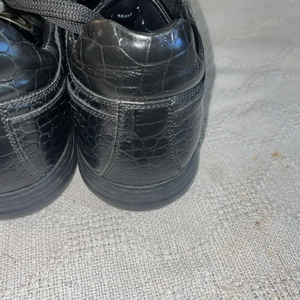 Salvatore Ferragamo Men’s Croc Motif Athletics Size 11.5 D Black Leather Luxury